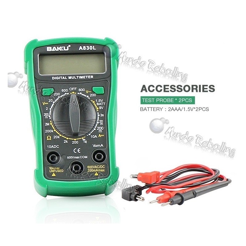 Multímetro Digital BAKU BK-A830L / AC-DC / Tamaño compacto