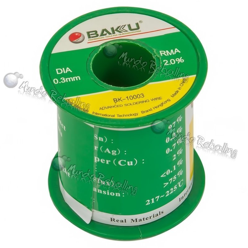 Soldadura Libre de Plomo Sn97/Ag0,3/Cu0,7 / 0,3mm / 50gr. / BAKU BK-10003