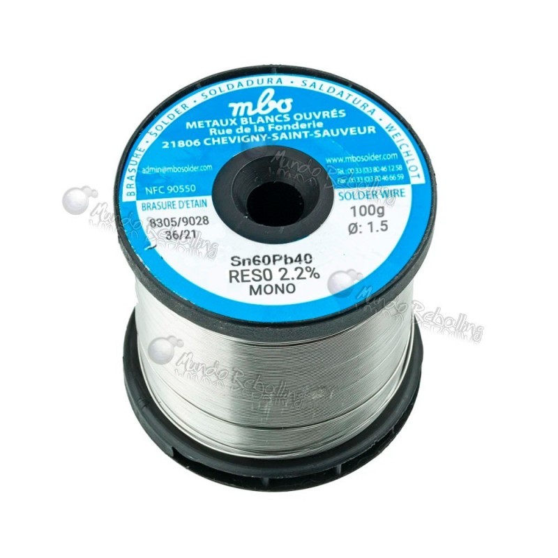Soldadura Rollo 1.5mm / 100gr / SN60PB40 / MBO (Francia)